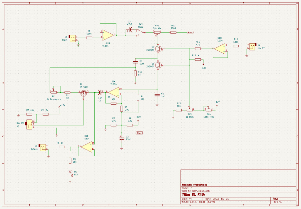 Reference image of schematic for St. Filth DIY Eurorack module